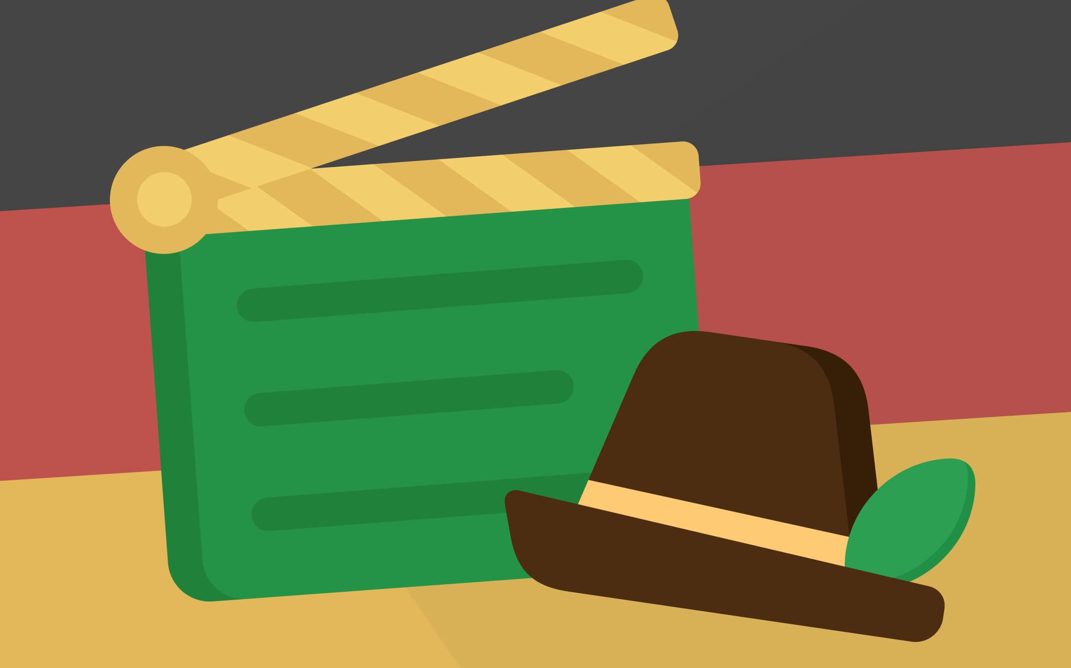 Шляпа в немецком стиле на фоне символа кинематографа