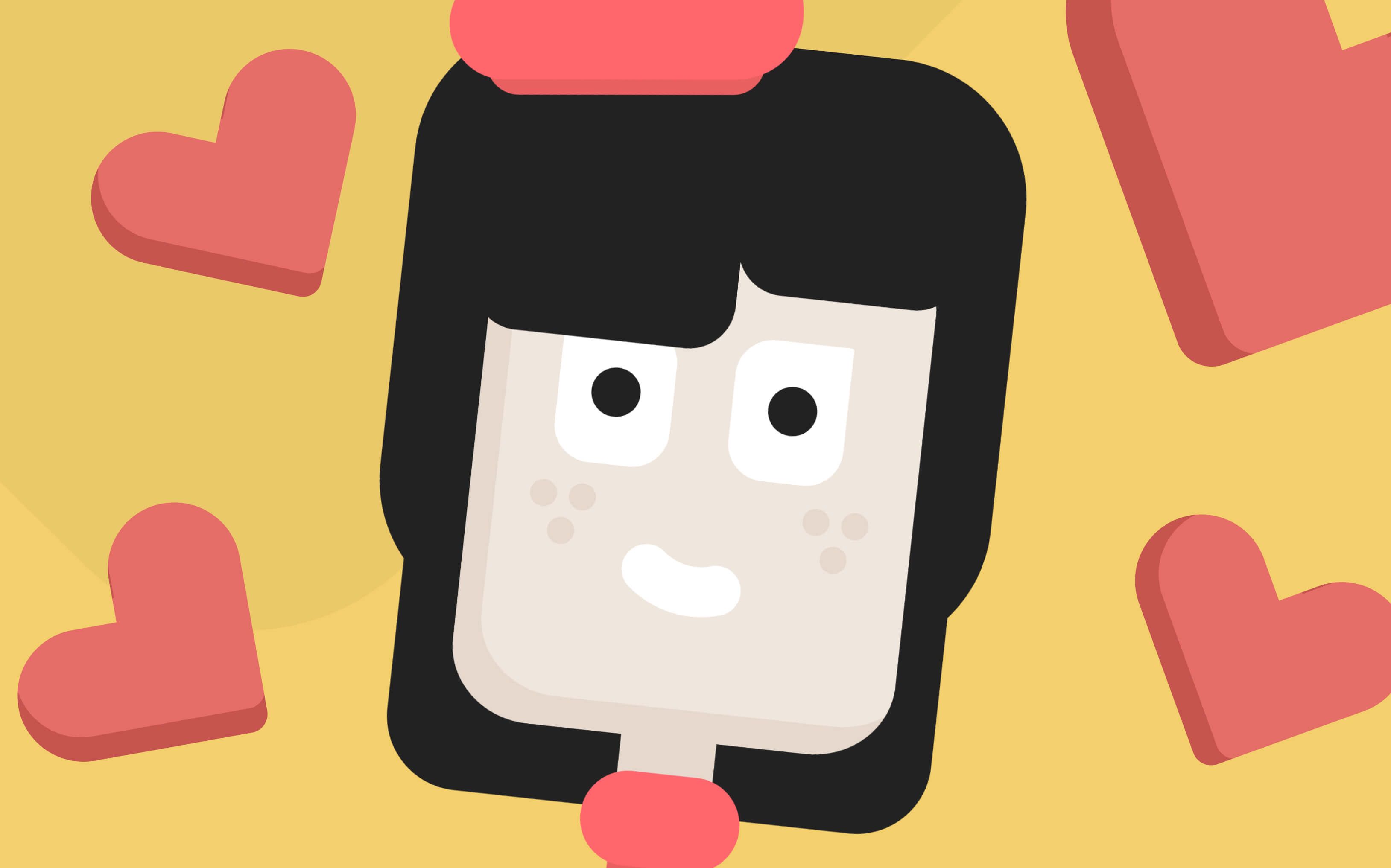 Лулу из ЛингоЧунга в окружении сердечек