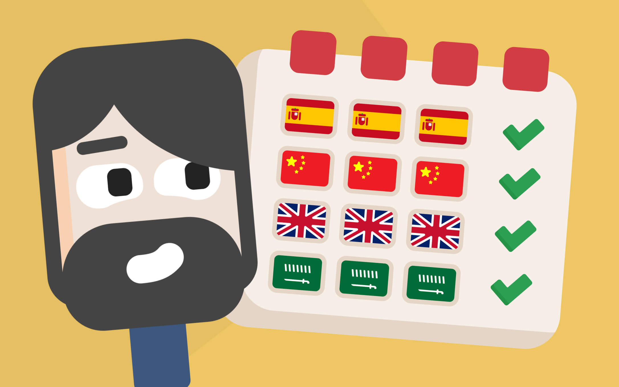 Маттэо из ЛингоЧунга на фоне календаря с изученными языками