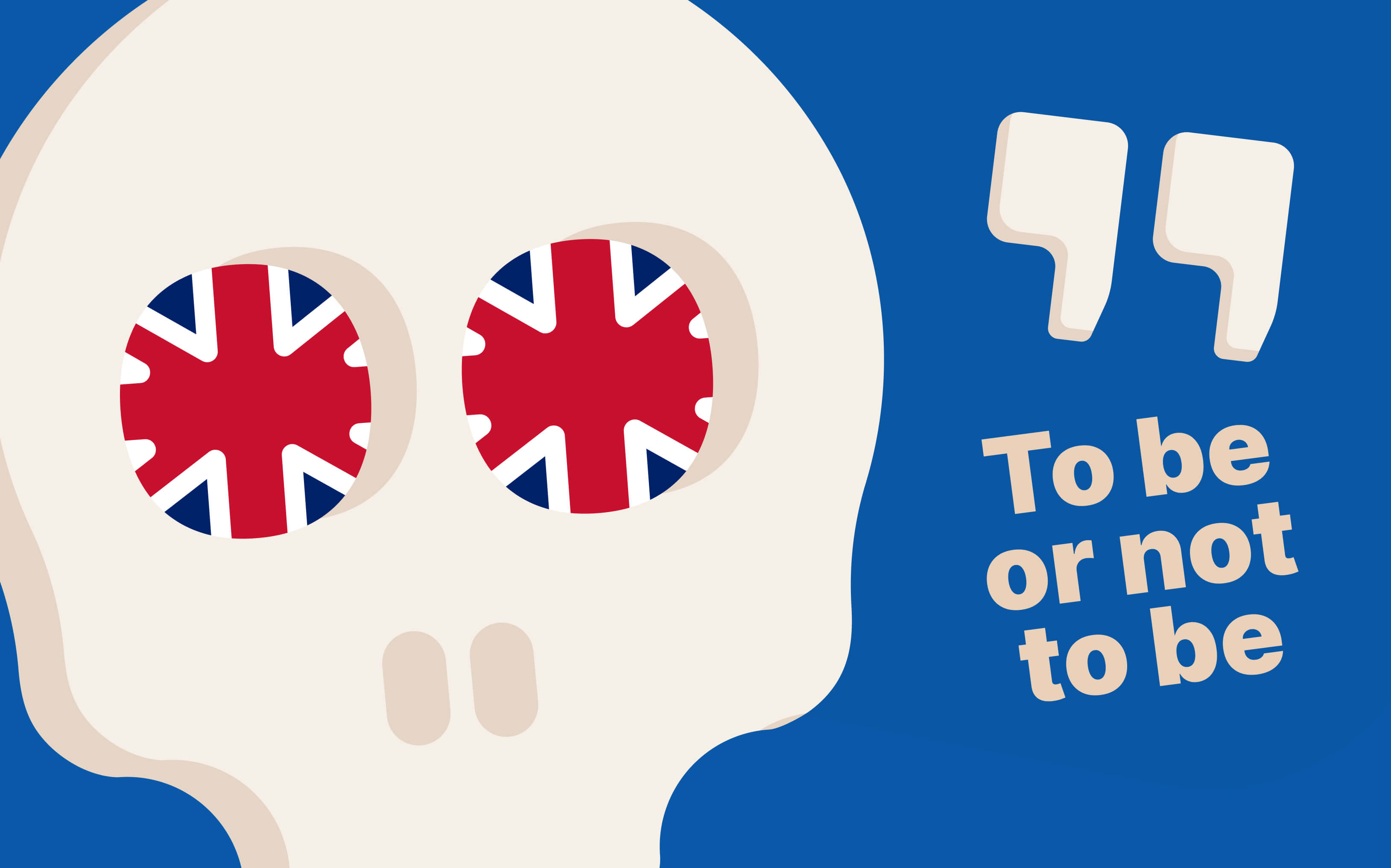 Череп Йорика с цитатой To be or not to be