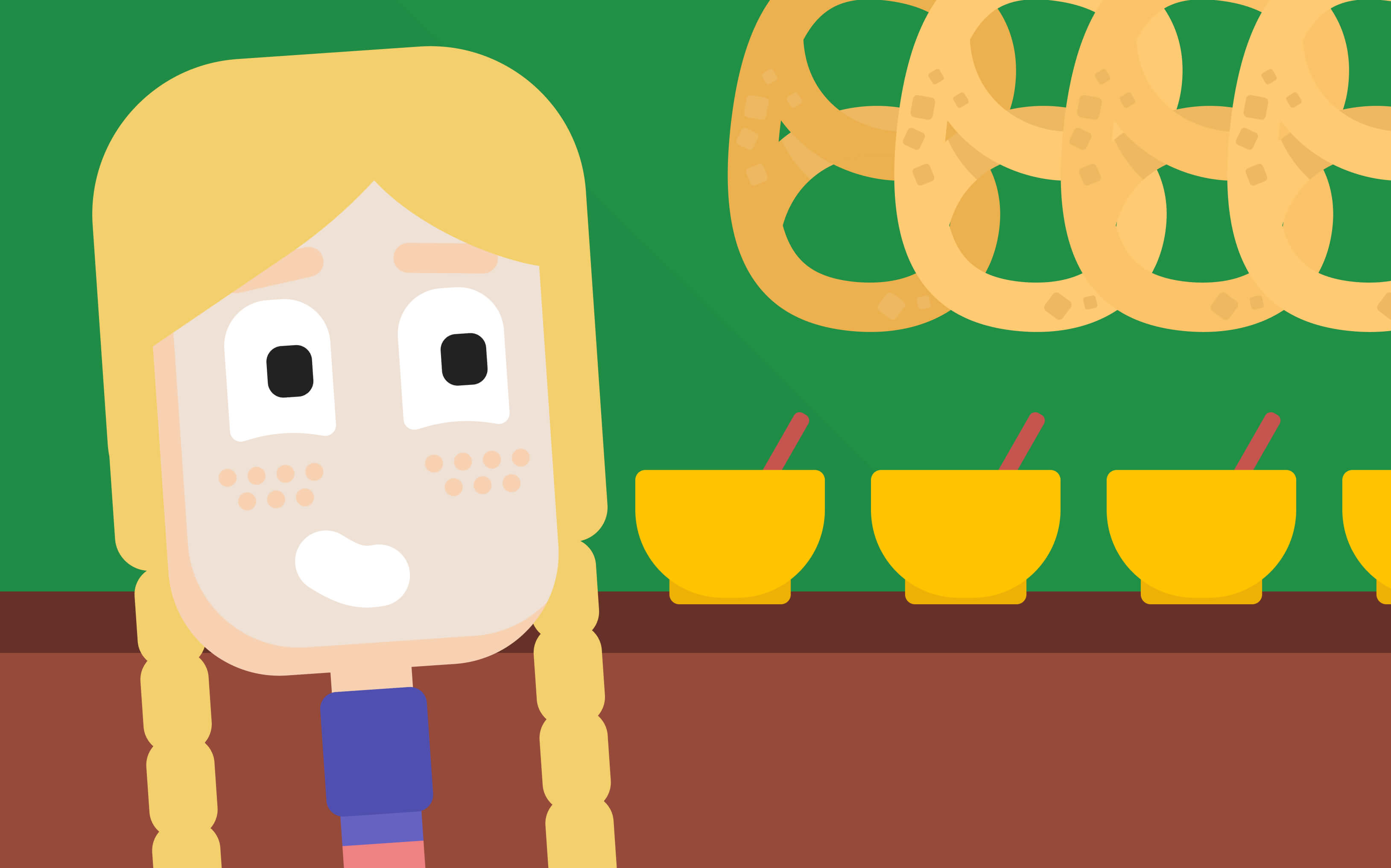 Элиза из ЛингоЧунга на фоне немецкой еды